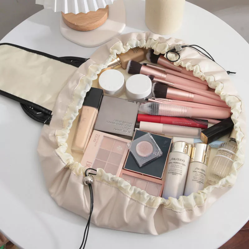 Vandtæt kosmetisk makeuptaske i læder